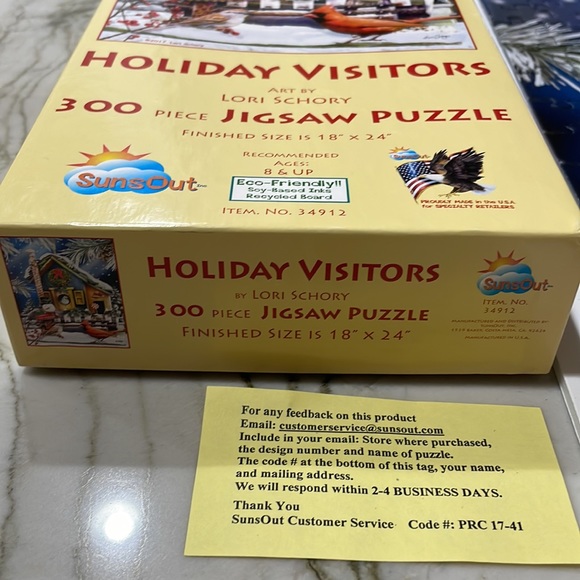 300 Piece Puzzle - Holiday Visitors. Birds and Snowman. LARGE PUZZLE PIECES. - Picture 3 of 5